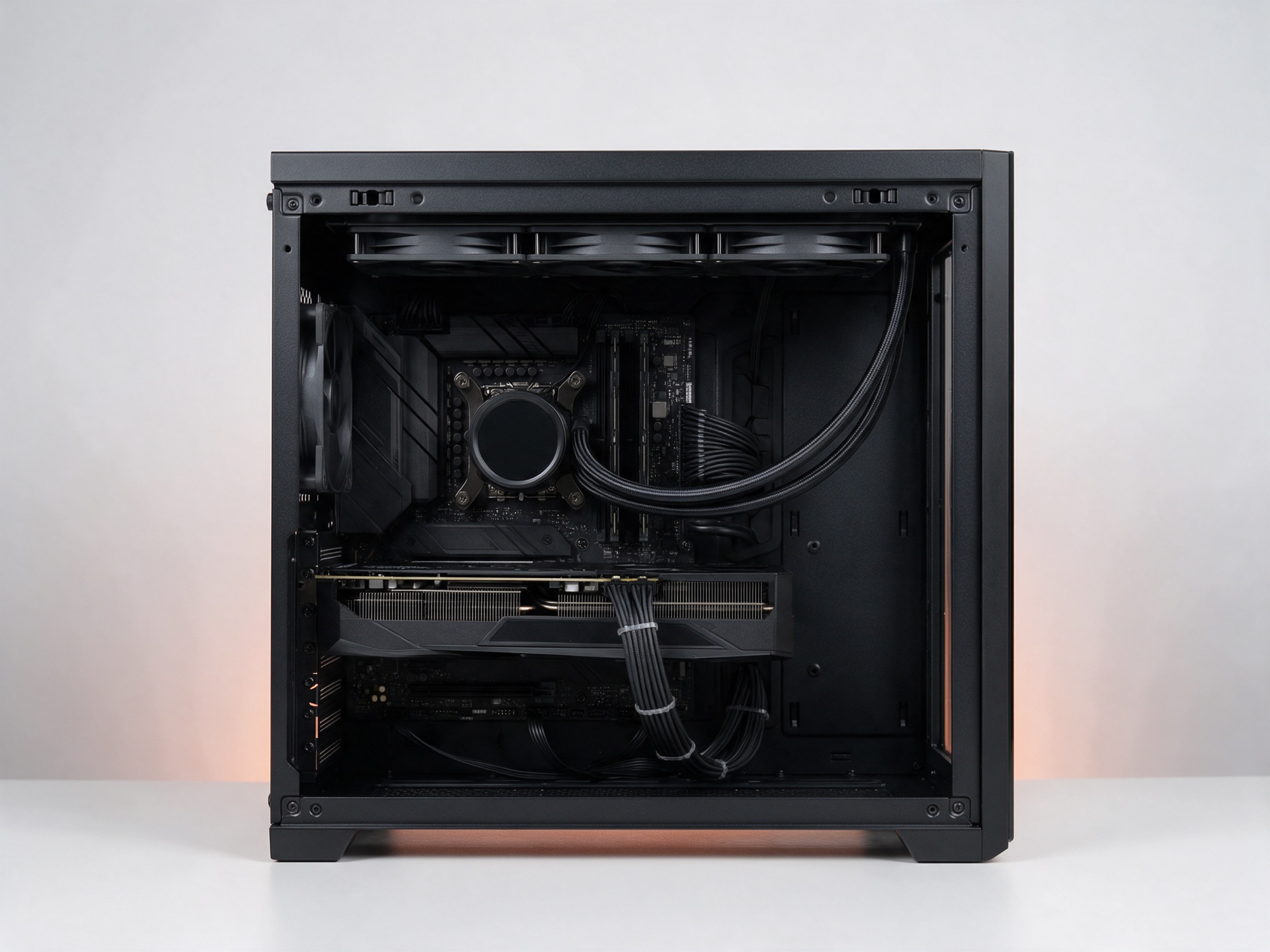 PC montado aberto com cable management